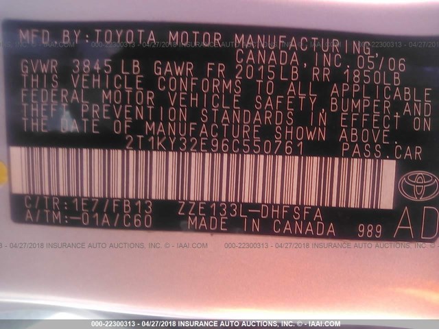 2T1KY32E96C550761 - 2006 TOYOTA COROLLA MATRIX XRS SILVER photo 9