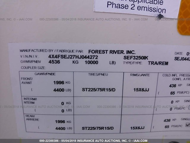 4X4FSEJ27HJ044272 - 2017 FOREST RIVER SIERRA HT  BLACK photo 9