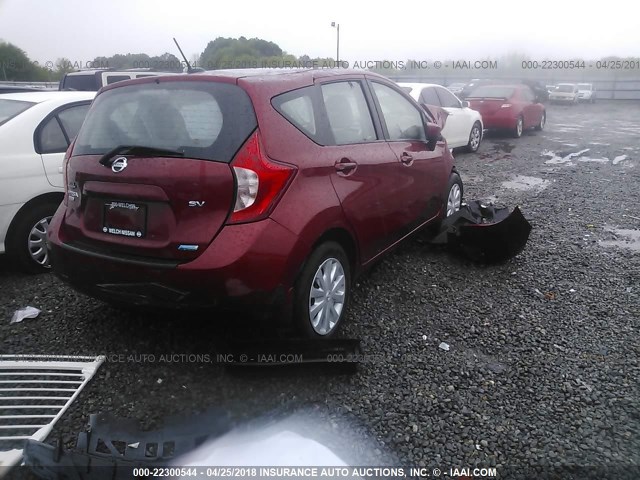 3N1CE2CP0GL391038 - 2016 NISSAN VERSA NOTE S/S PLUS/SV/SL/SR RED photo 4