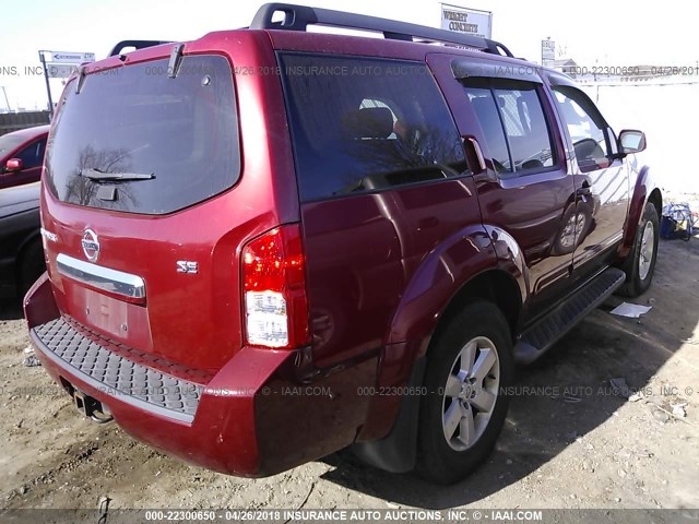 5N1AR18B38C649481 - 2008 NISSAN PATHFINDER S/LE/SE RED photo 4