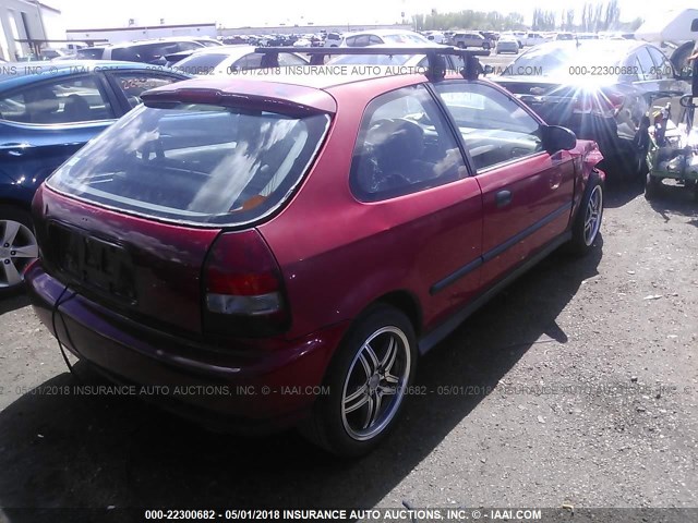 2HGEJ6420VH109371 - 1997 HONDA CIVIC CX RED photo 4