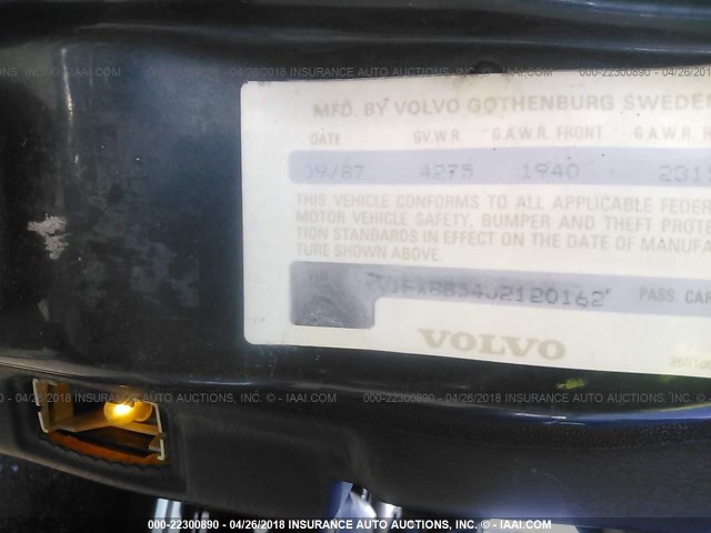 YV1FX8854J2120162 - 1988 VOLVO 740 GLE GREEN photo 9