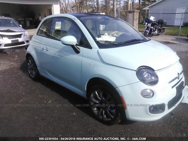 3C3CFFKR1HT648007 - 2017 FIAT 500 POP Light Blue photo 1