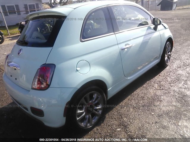 3C3CFFKR1HT648007 - 2017 FIAT 500 POP Light Blue photo 4