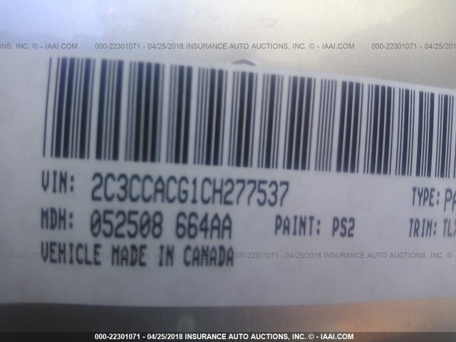 2C3CCACG1CH277537 - 2012 CHRYSLER 300 LIMITED SILVER photo 9