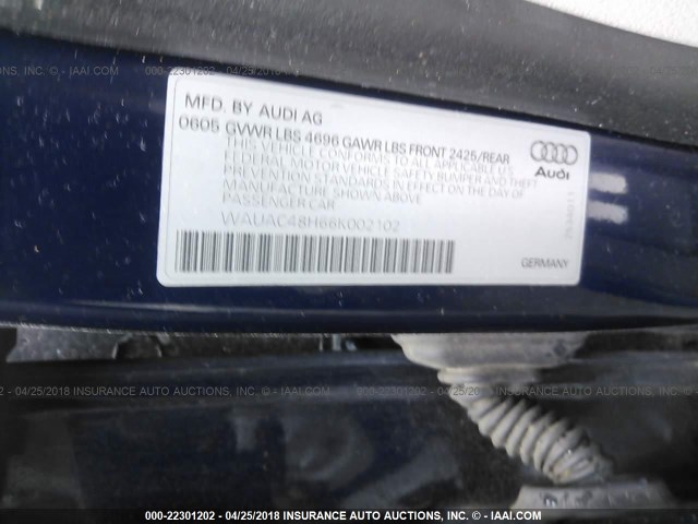 WAUAC48H66K002102 - 2006 AUDI A4 1.8 CABRIOLET BLUE photo 9