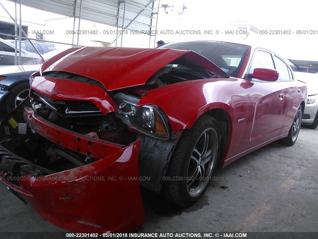 2C3CDXCT5EH134509 - 2014 DODGE CHARGER R/T RED photo 2
