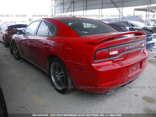 2C3CDXCT5EH134509 - 2014 DODGE CHARGER R/T RED photo 3