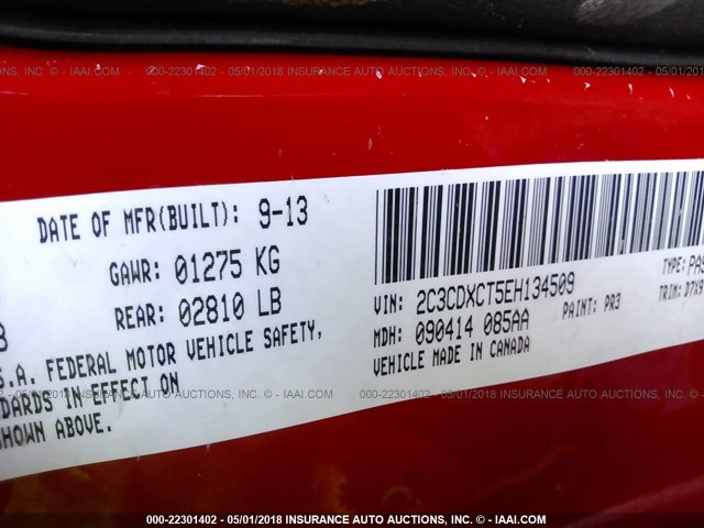 2C3CDXCT5EH134509 - 2014 DODGE CHARGER R/T RED photo 9