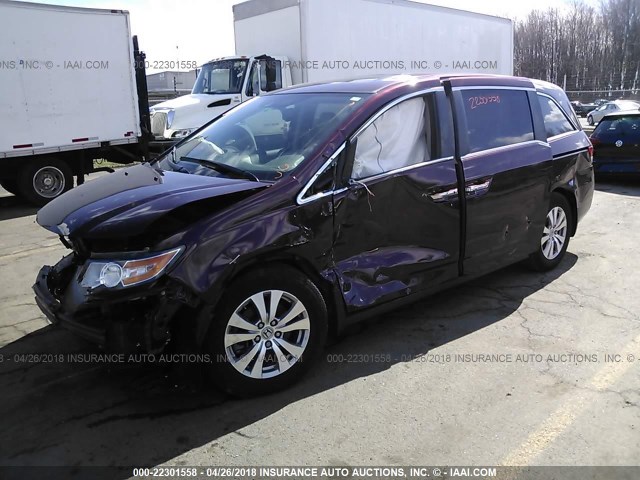 5FNRL5H69FB062950 - 2015 HONDA ODYSSEY EXL MAROON photo 2