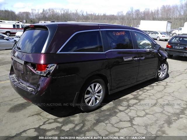 5FNRL5H69FB062950 - 2015 HONDA ODYSSEY EXL MAROON photo 4