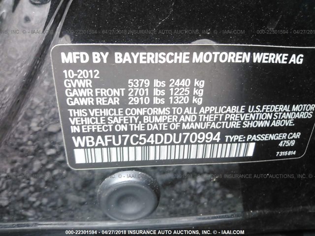 WBAFU7C54DDU70994 - 2013 BMW 535 XI BLACK photo 9