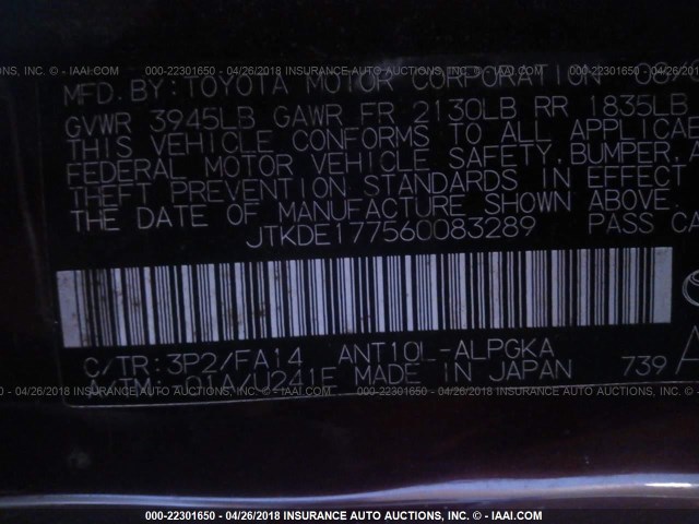 JTKDE177560083289 - 2006 TOYOTA SCION TC 栗色 照片 9