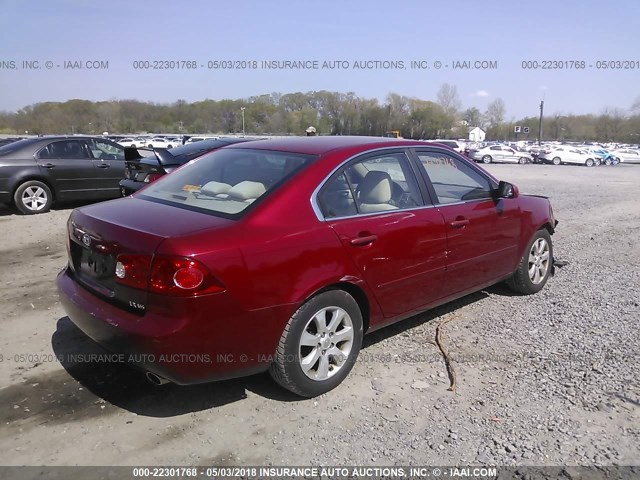 KNAGE124885191779 - 2008 KIA OPTIMA LX/EX RED photo 4