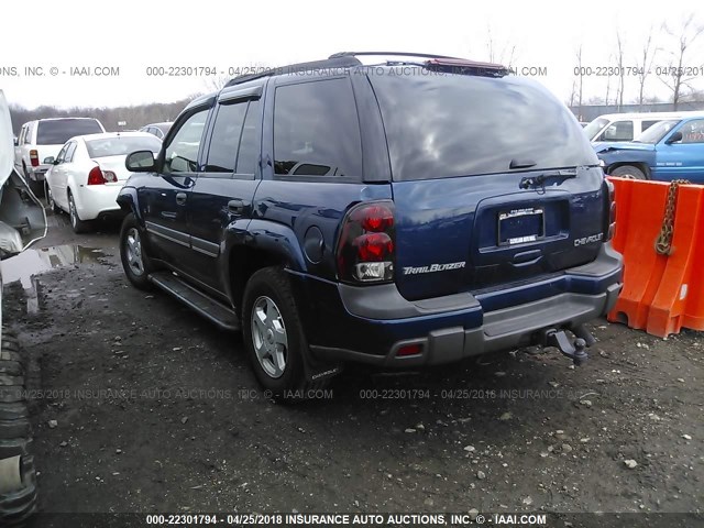 1GNDT13S222354189 - 2002 CHEVROLET TRAILBLAZER  BLUE photo 3