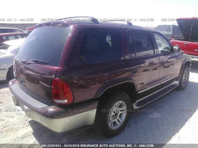 1B4HR28N81F589489 - 2001 DODGE DURANGO MAROON photo 4