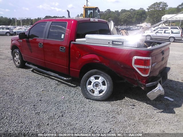 1FTEW1CM0BKD27966 - 2011 FORD F150 SUPERCREW RED photo 3