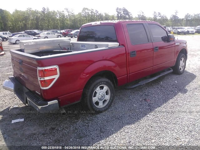 1FTEW1CM0BKD27966 - 2011 FORD F150 SUPERCREW RED photo 4
