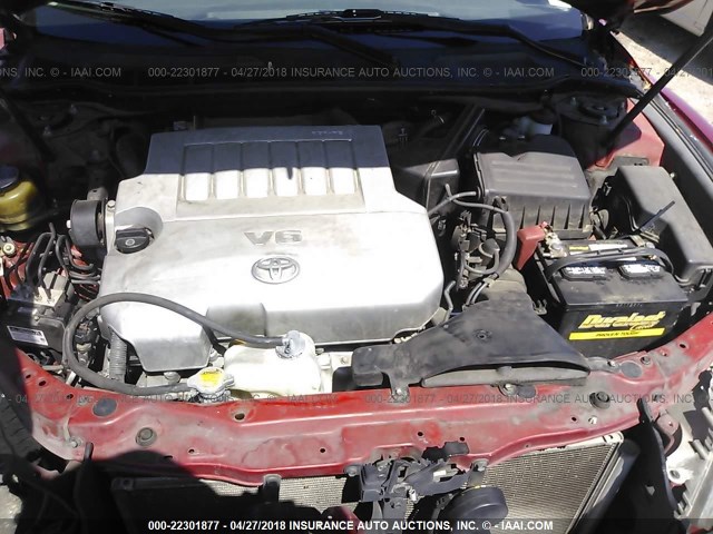 4T1BK46K67U003938 - 2007 TOYOTA CAMRY NEW GENERAT LE/XLE/SE RED photo 10
