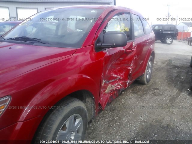 3C4PDCAB2CT314728 - 2012 DODGE JOURNEY SE RED photo 6