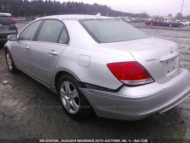 JH4KB16586C008512 - 2006 ACURA RL SILVER photo 3