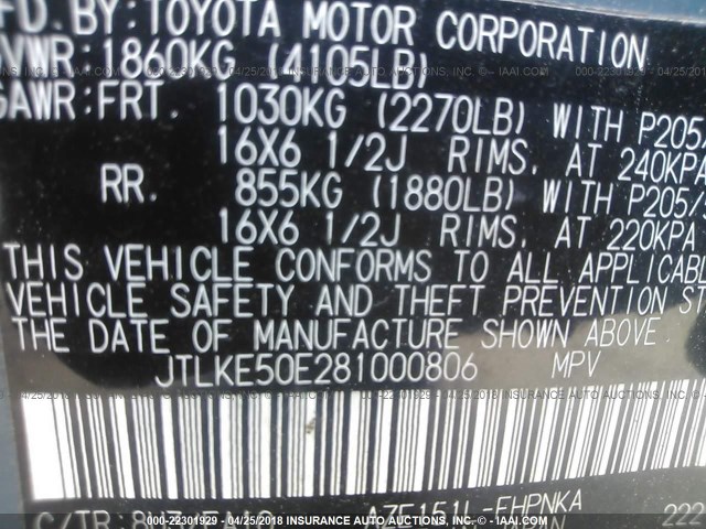 JTLKE50E281000806 - 2008 TOYOTA SCION XB BLUE photo 9
