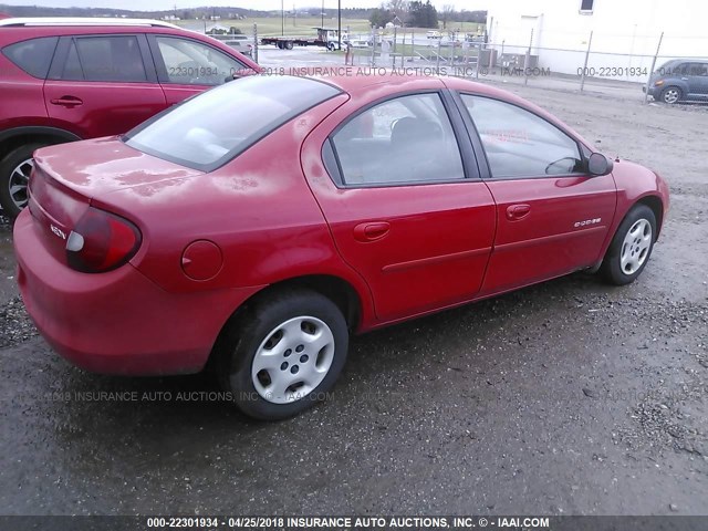 1B3ES46C01D181301 - 2001 DODGE NEON SE/ES RED photo 4