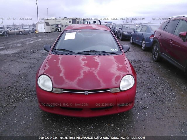 1B3ES46C01D181301 - 2001 DODGE NEON SE/ES RED photo 6