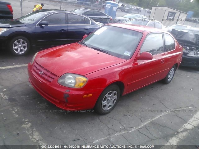 KMHCG35CX5U333671 - 2005 HYUNDAI ACCENT GS RED photo 2