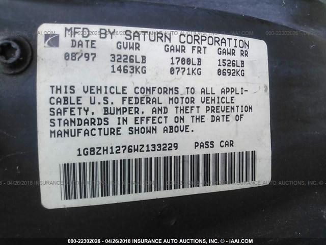 1G8ZH1276WZ133229 - 1998 SATURN SC2 GREEN photo 9