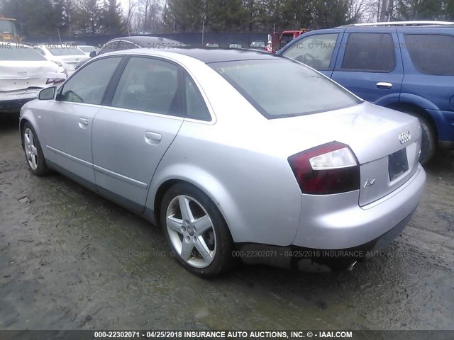 WAULT68E82A127838 - 2002 AUDI A4 3.0 QUATTRO SILVER photo 3