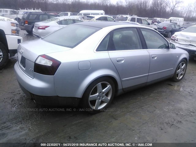 WAULT68E82A127838 - 2002 AUDI A4 3.0 QUATTRO SILVER photo 4