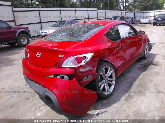 KMHHT6KD8CU068259 - 2012 HYUNDAI GENESIS COUPE 2.0T RED photo 4