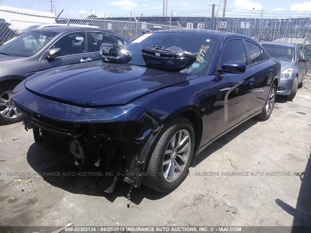 2C3CDXHG3FH849916 - 2015 DODGE CHARGER SXT BLUE photo 2