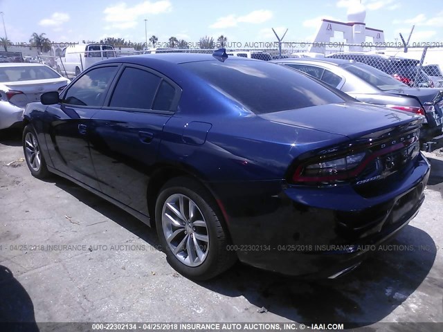 2C3CDXHG3FH849916 - 2015 DODGE CHARGER SXT BLUE photo 3