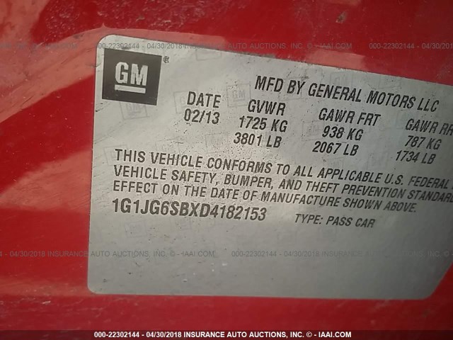 1G1JG6SBXD4182153 - 2013 CHEVROLET SONIC RS RED photo 9