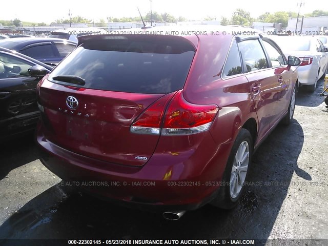 4T3BA3BB6BU022976 - 2011 TOYOTA VENZA RED photo 4