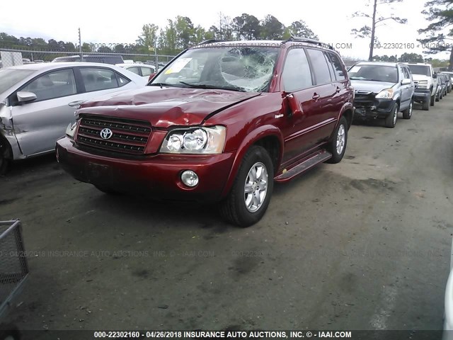 JTEGF21A630089928 - 2003 TOYOTA HIGHLANDER LIMITED RED photo 2