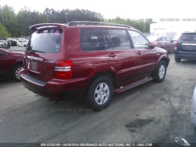 JTEGF21A630089928 - 2003 TOYOTA HIGHLANDER LIMITED RED photo 4