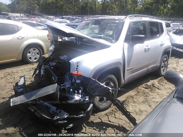 ZACCJAAB5HPE42830 - 2017 JEEP RENEGADE SPORT Արծաթագույն լուսանկար 2
