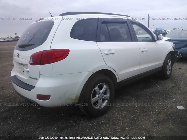 5NMSG13D68H134242 - 2008 HYUNDAI SANTA FE GLS WHITE photo 4