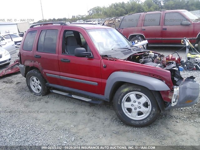 1J4GK48KX5W613005 - 2005 JEEP LIBERTY SPORT RED photo 1