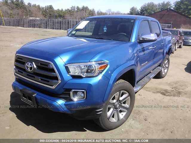 3TMGZ5ANXHM082601 - 2017 TOYOTA TACOMA DOUBLE CAB/LTD BLUE photo 2