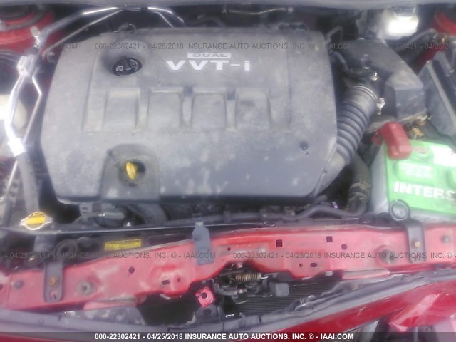 2T1BU40E99C116218 - 2009 TOYOTA COROLLA S/LE/XLE RED photo 10