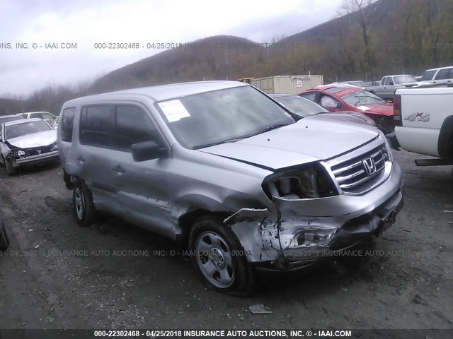 5FNYF4H27EB026277 - 2014 HONDA PILOT LX SILVER photo 1