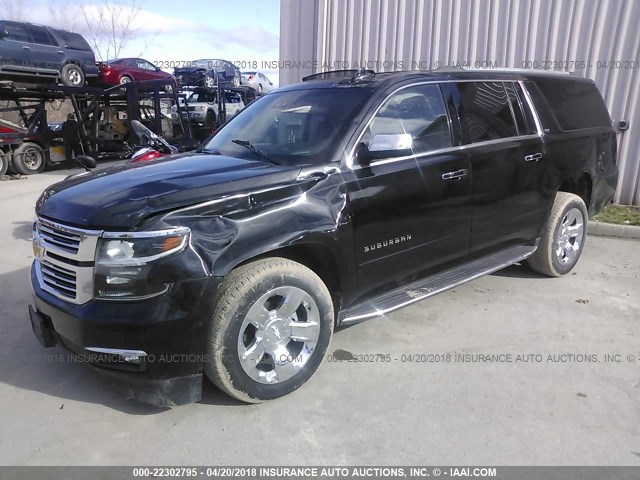 1GNSKJKC9GR303288 - 2016 CHEVROLET SUBURBAN K1500 LTZ BLACK photo 2