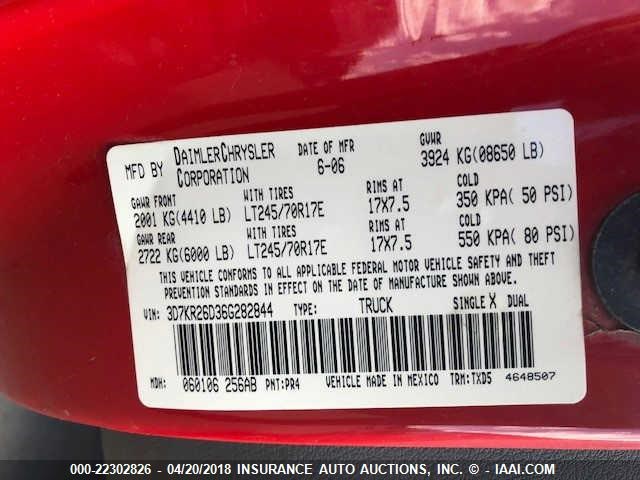 3D7KR26D36G282844 - 2006 DODGE RAM 2500 ST/SLT 未知 照片 9
