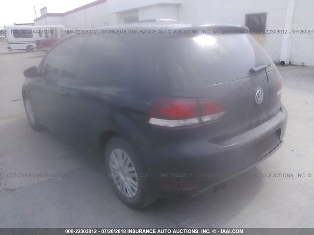 WVWAB7AJ1CW291768 - 2012 VOLKSWAGEN GOLF BLACK photo 3