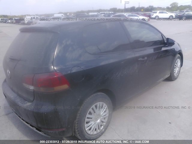 WVWAB7AJ1CW291768 - 2012 VOLKSWAGEN GOLF BLACK photo 4