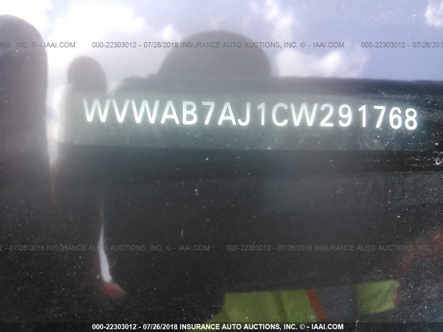 WVWAB7AJ1CW291768 - 2012 VOLKSWAGEN GOLF BLACK photo 9